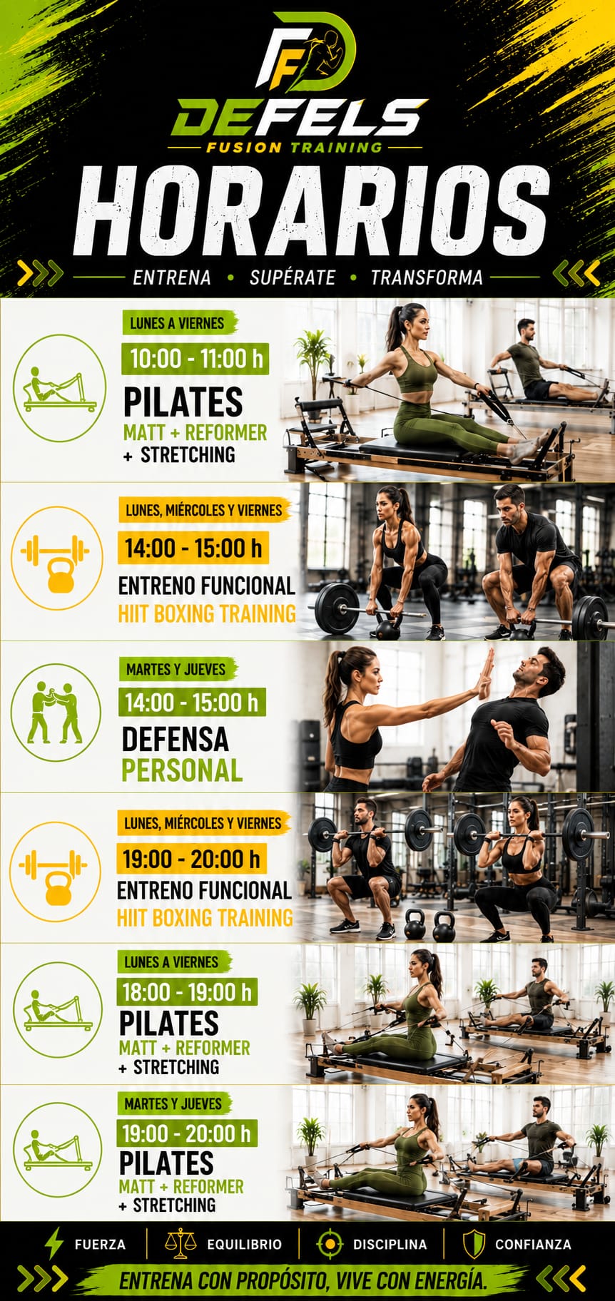 Cartel de horarios Defels